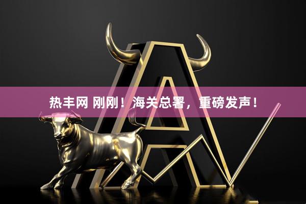 热丰网 刚刚！海关总署，重磅发声！